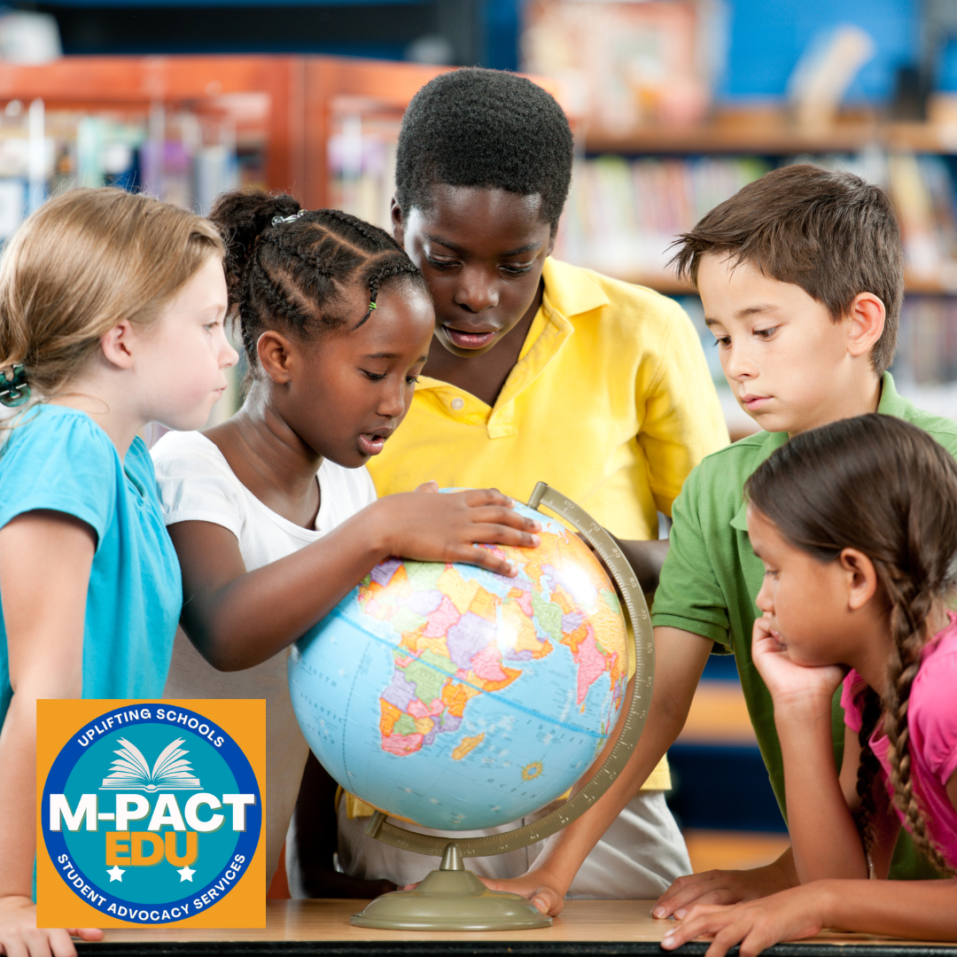 students with a globe